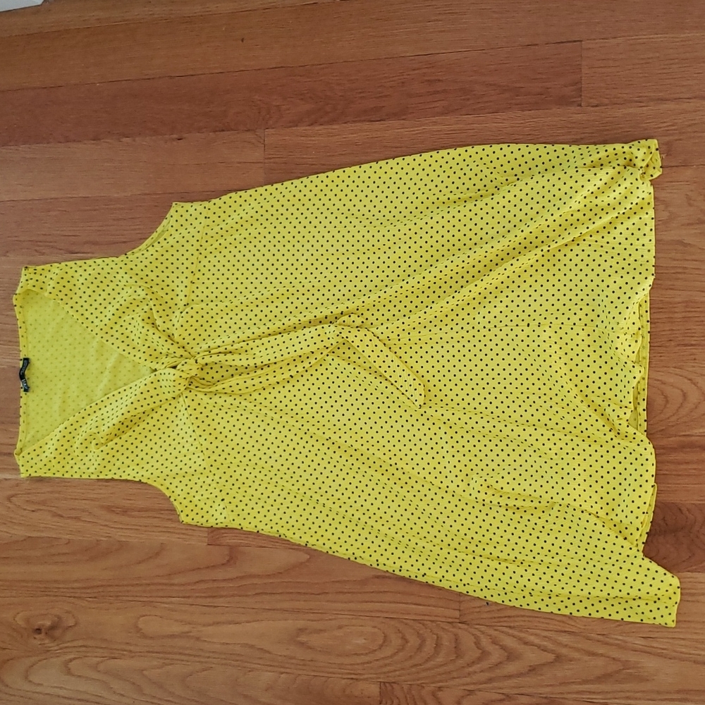Zara dress yellow with black dots women's L